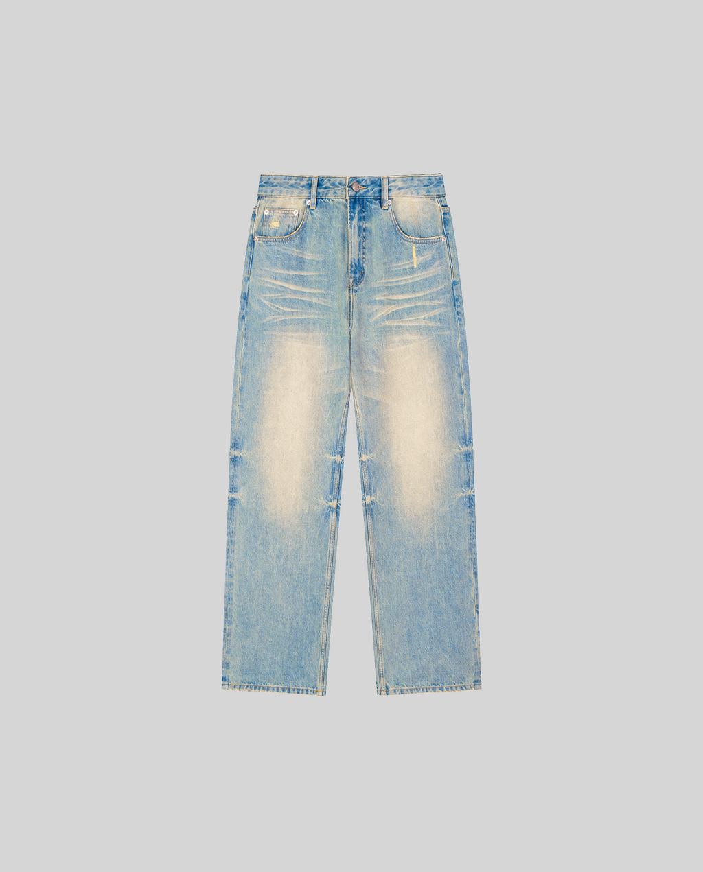 Sun Fade Raw Hem Denim Jeans