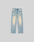 Sun Fade Raw Hem Denim Jeans