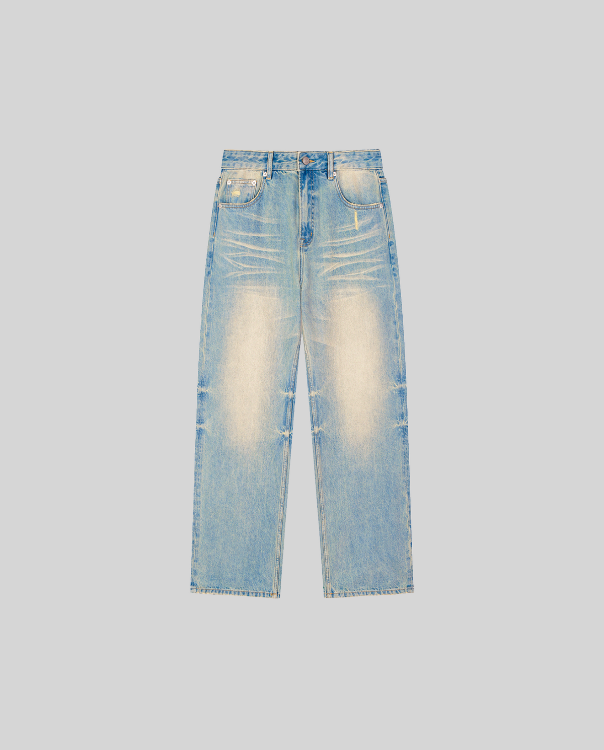 Sun Fade Raw Hem Denim Jeans