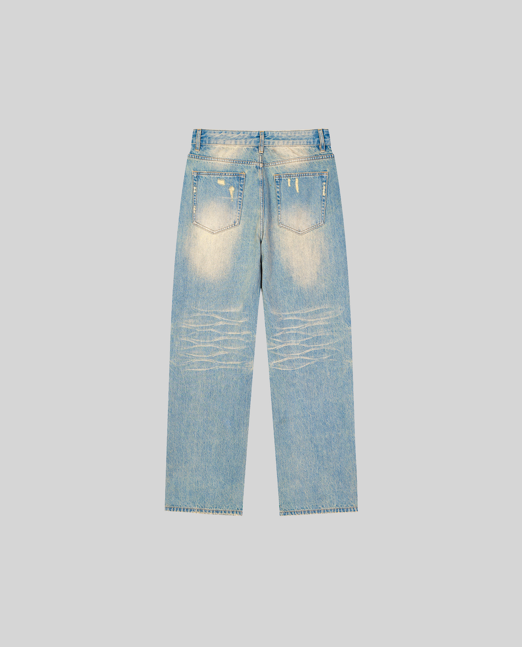Sun Fade Raw Hem Denim Jeans