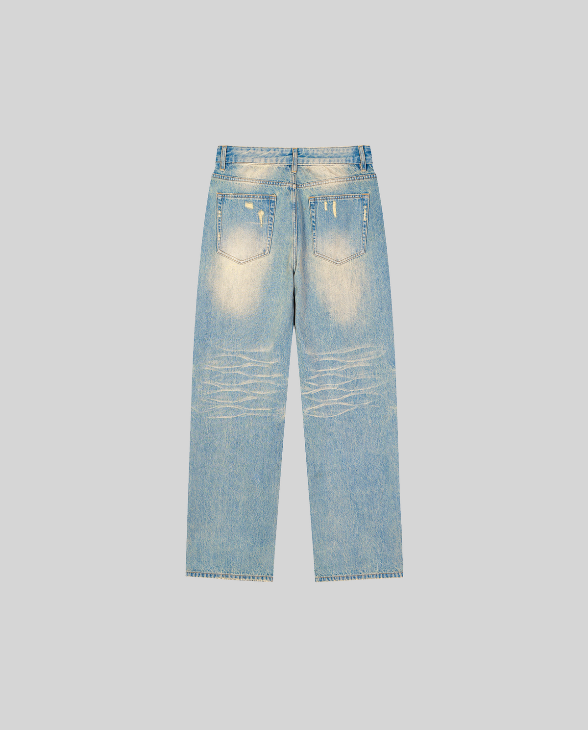 Sun Fade Raw Hem Denim Jeans