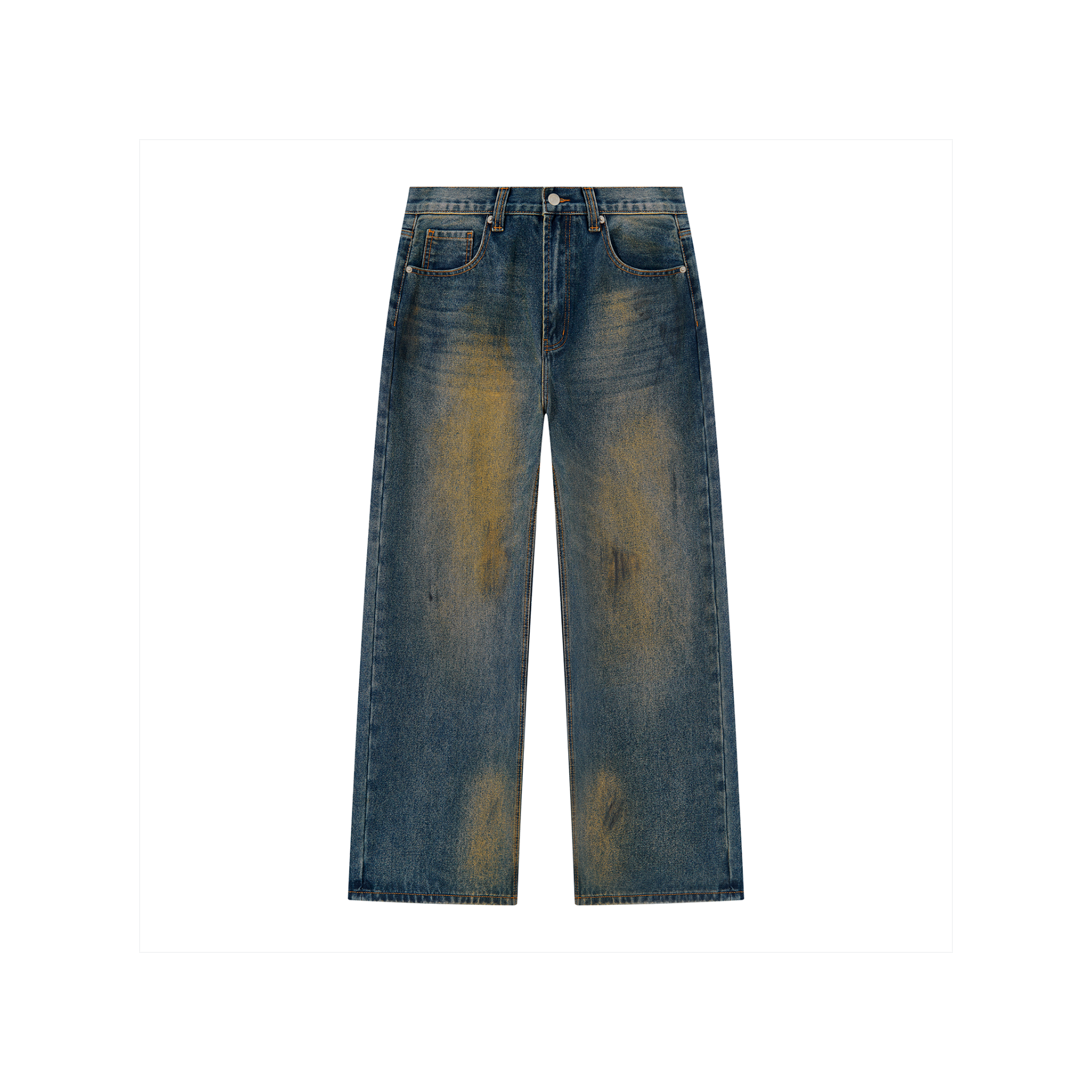 Vintage Wash Wide Leg Denim Jeans
