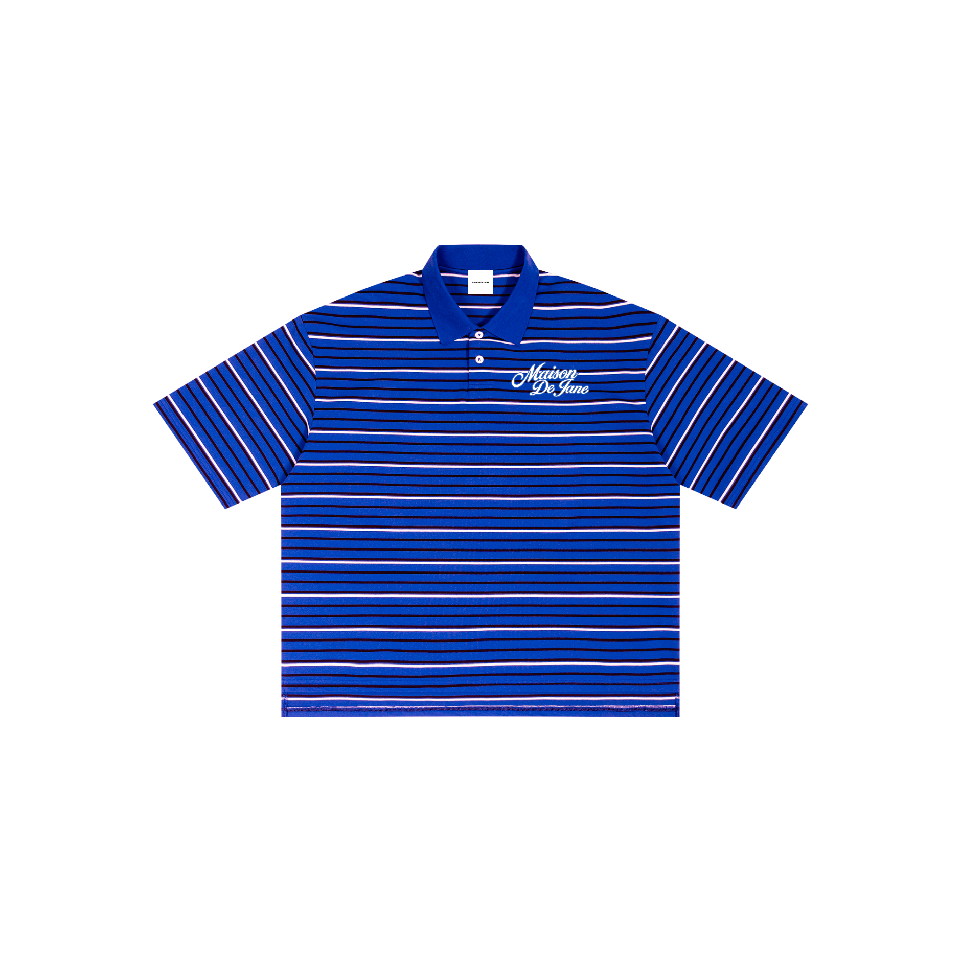 Striped Boxy Collared Polo Shirt