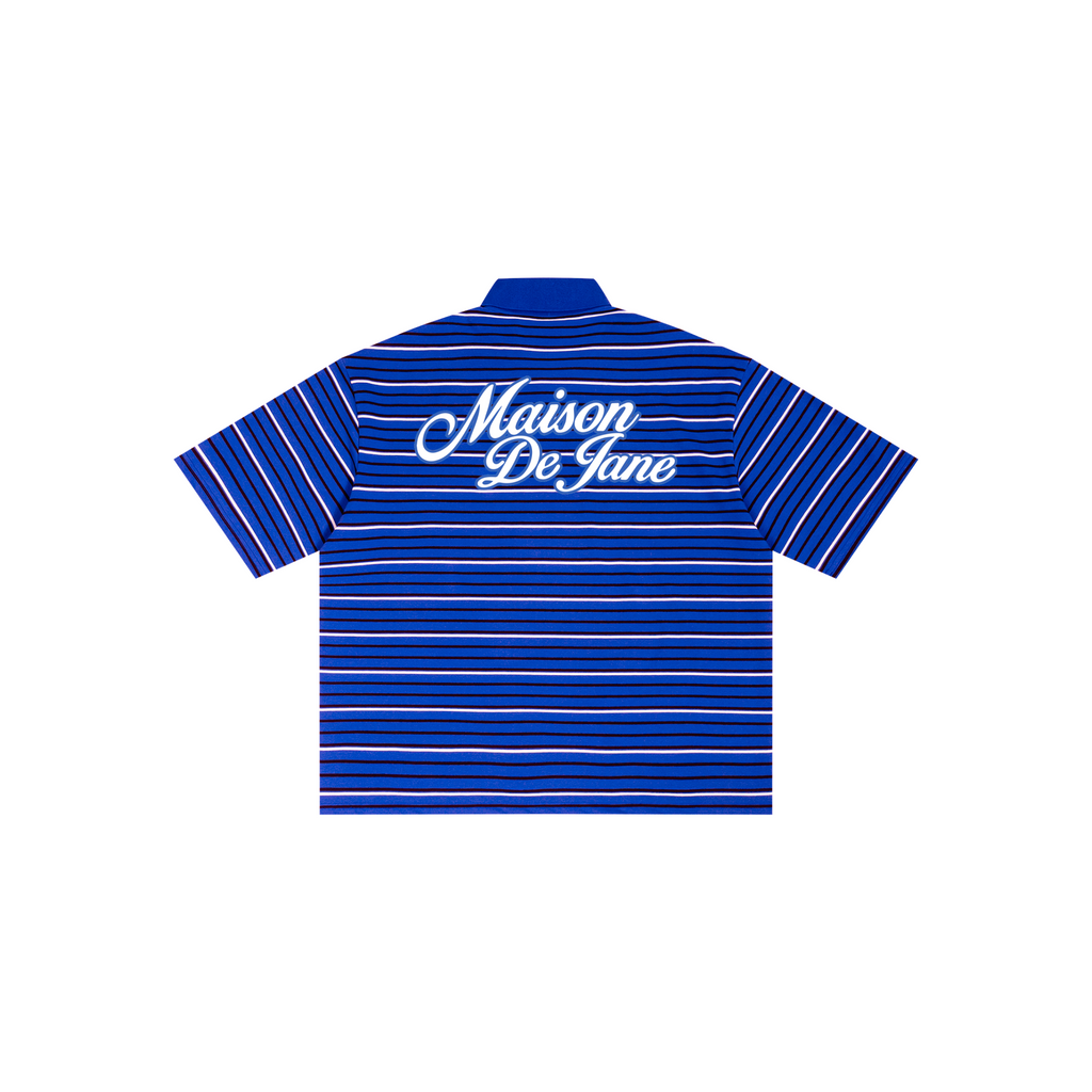 Striped Boxy Collared Polo Shirt