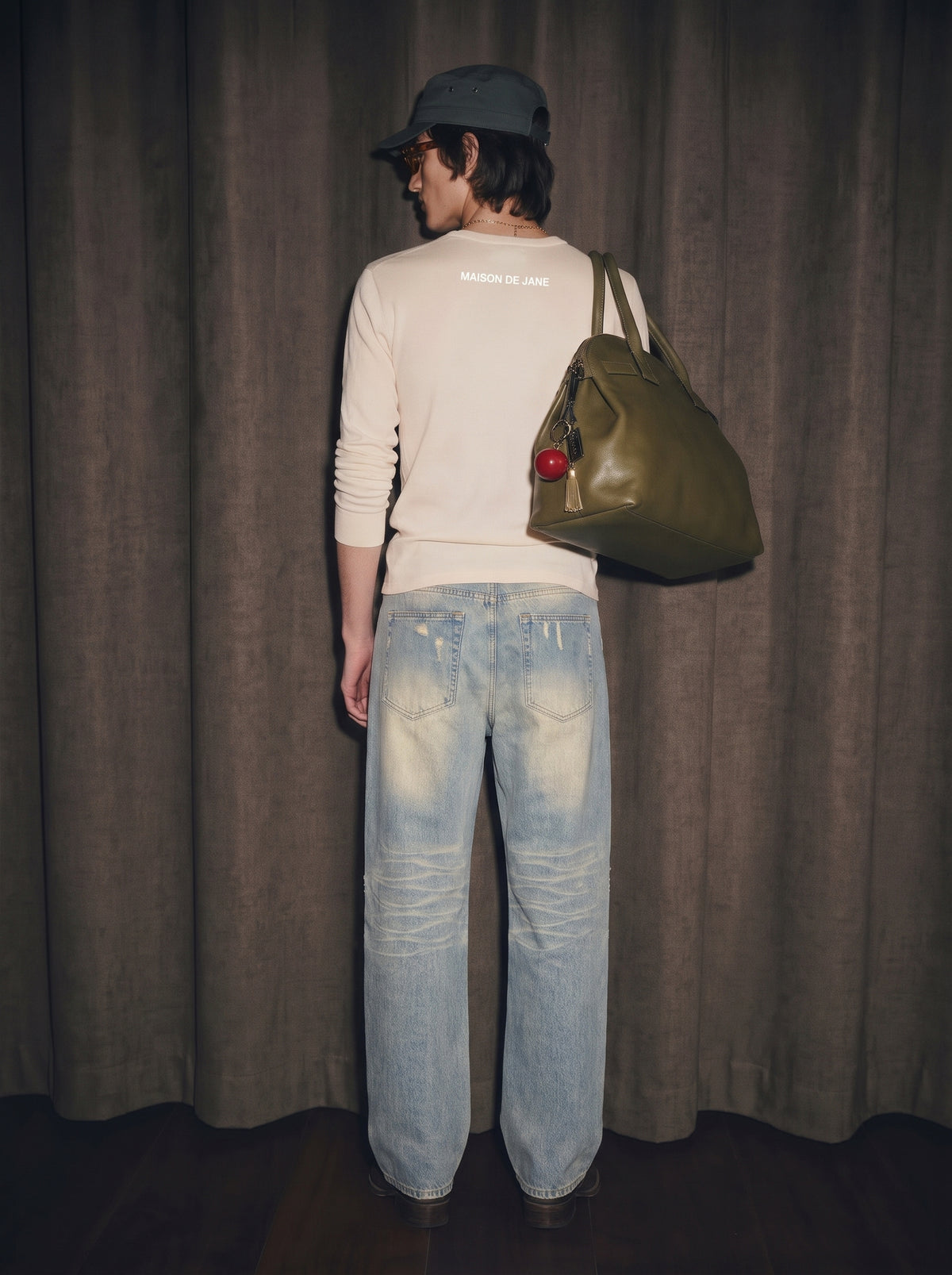 Sun Fade Raw Hem Denim Jeans