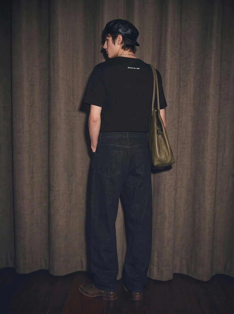 Men's Vintage Wash Wide Leg Denim Jeans