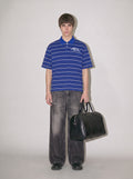Striped Boxy Collared Polo Shirt
