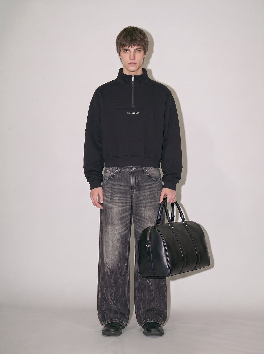 Loose Fleece Quarter-Zip Sweatshirt