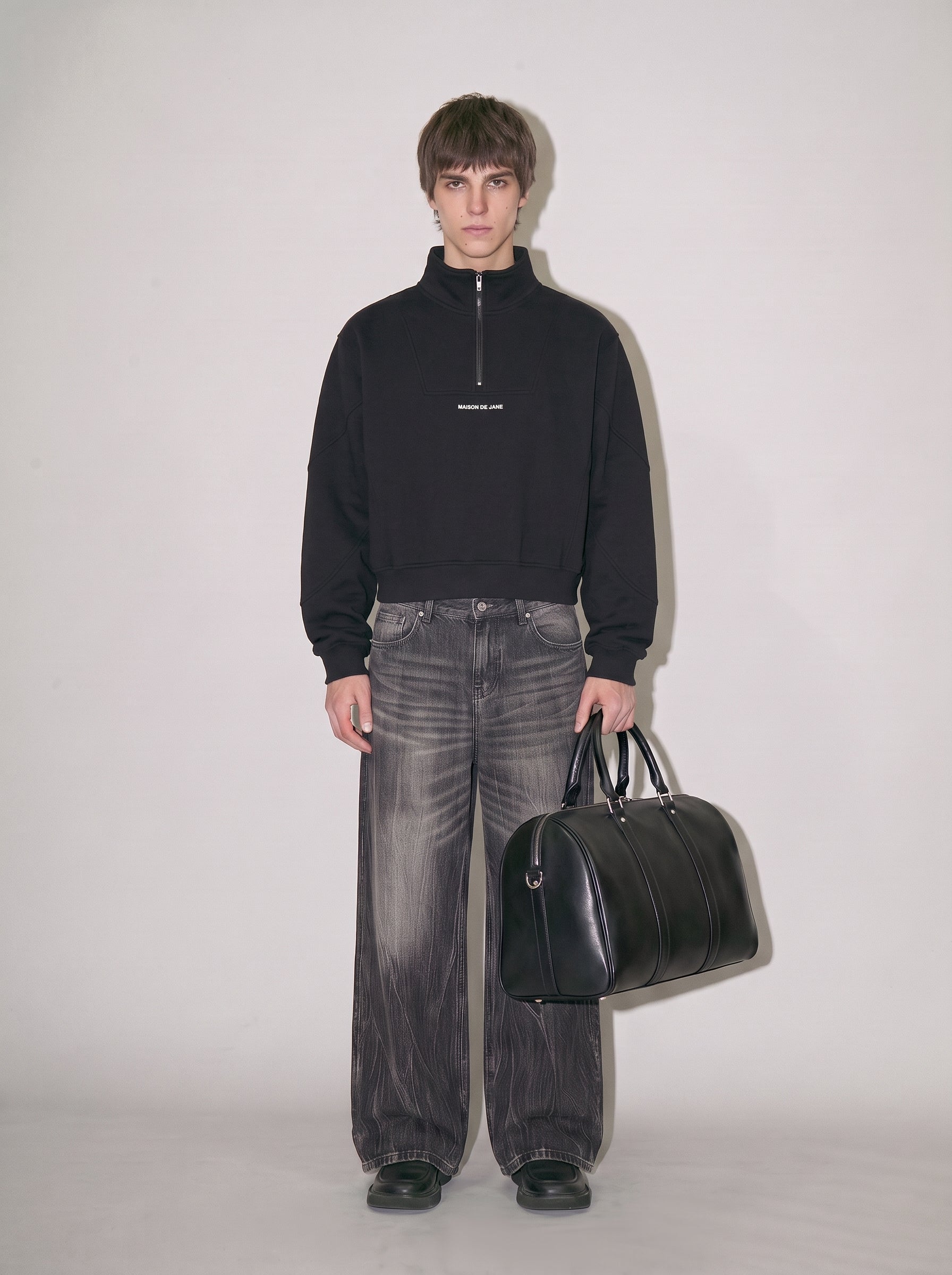 Loose Fleece Quarter-Zip Sweatshirt
