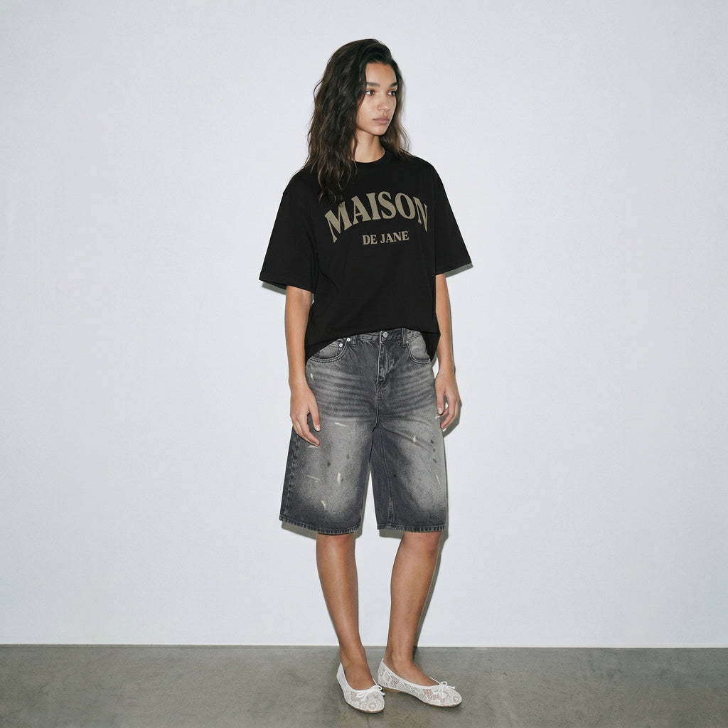Vintage Wash Wide Leg Denim Shorts