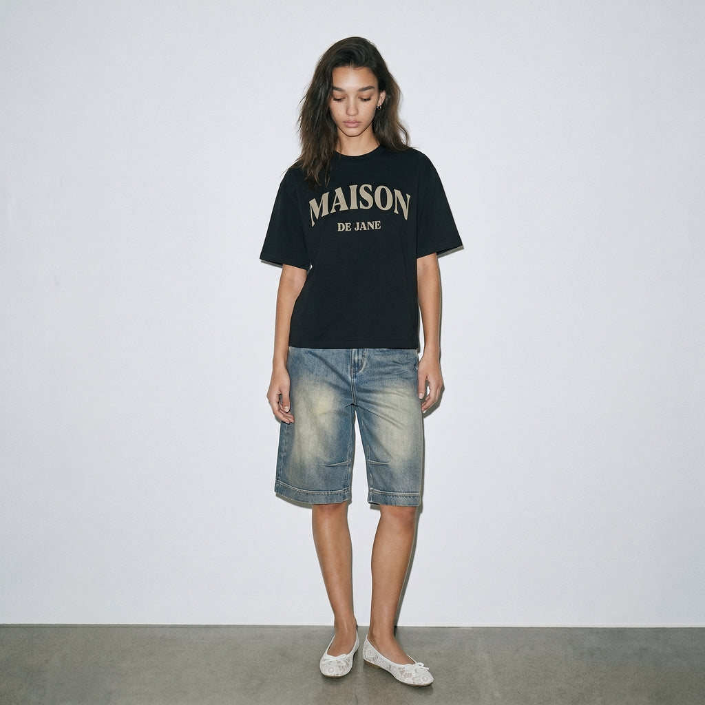 Vintage Wash Baggy Denim Shorts