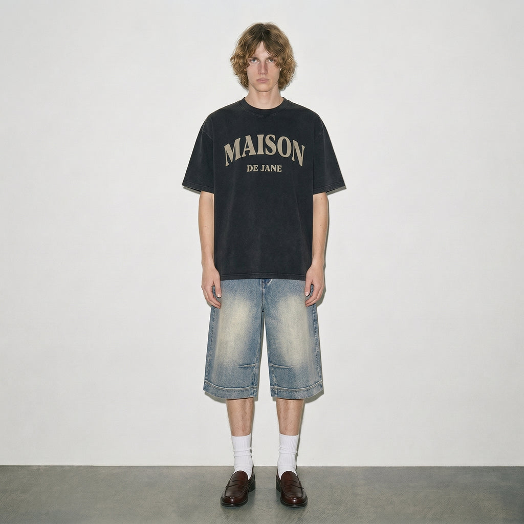 Vintage Wash Baggy Denim Shorts