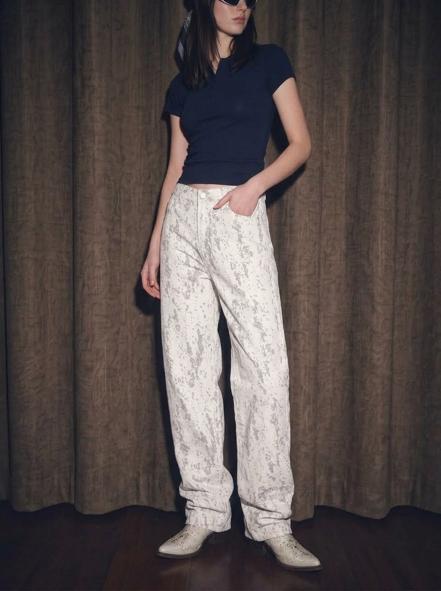 Women's Splatter Barrel Leg Jeans