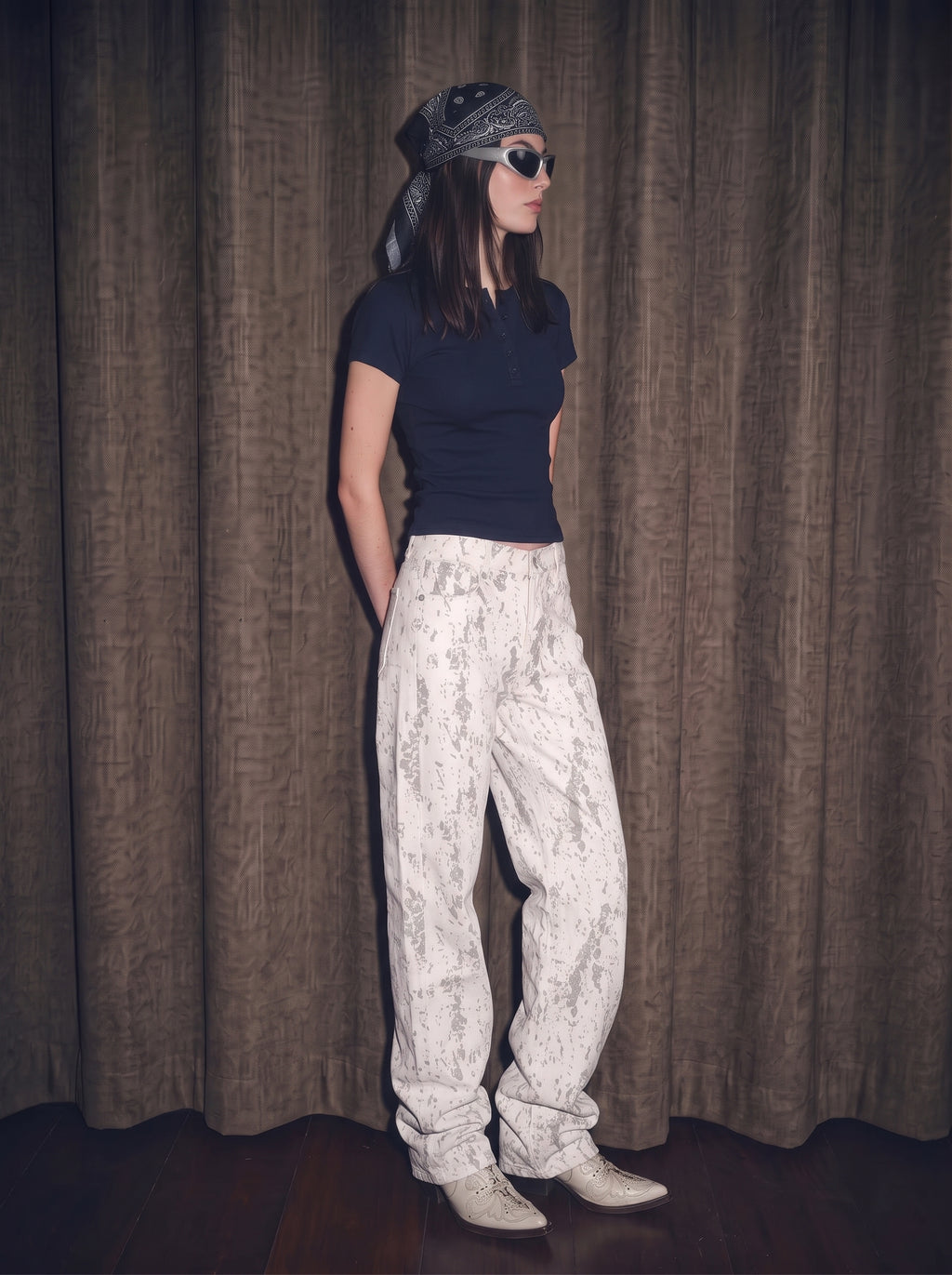 Women's Splatter Barrel Leg Jeans