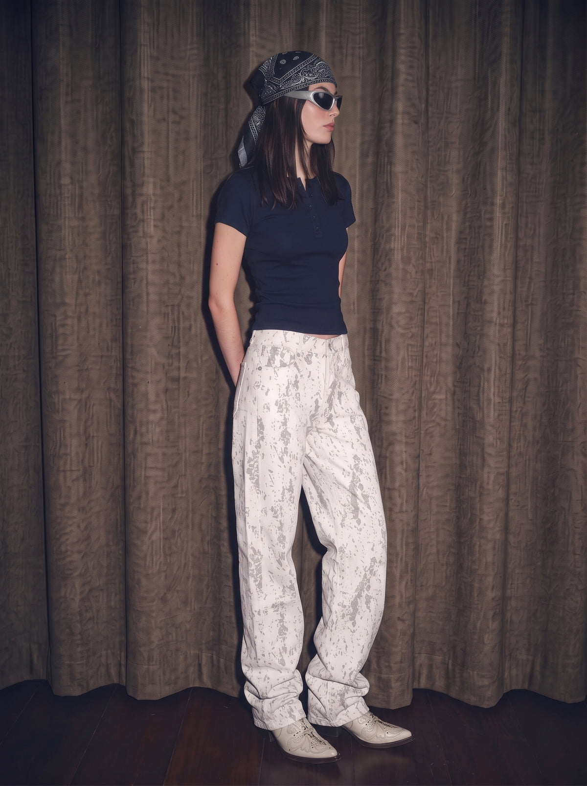 Women's Splatter Barrel Leg Jeans