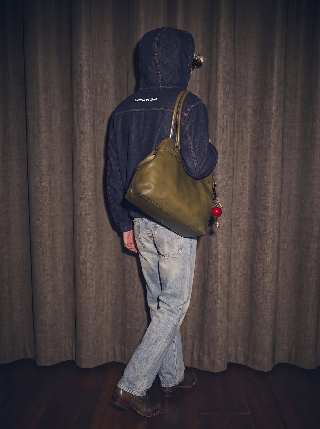 Men's Boxy Vintage Wash Hooded Denim Jacket