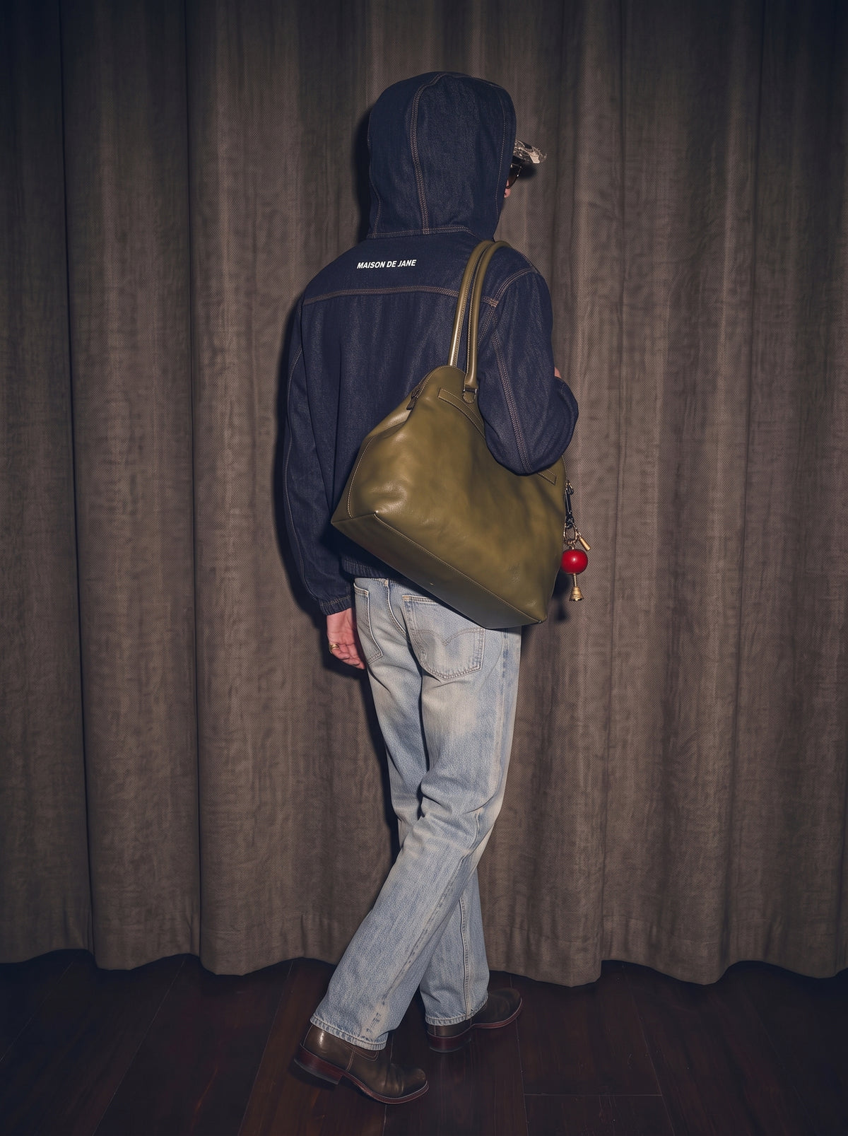 Men's Boxy Vintage Wash Hooded Denim Jacket