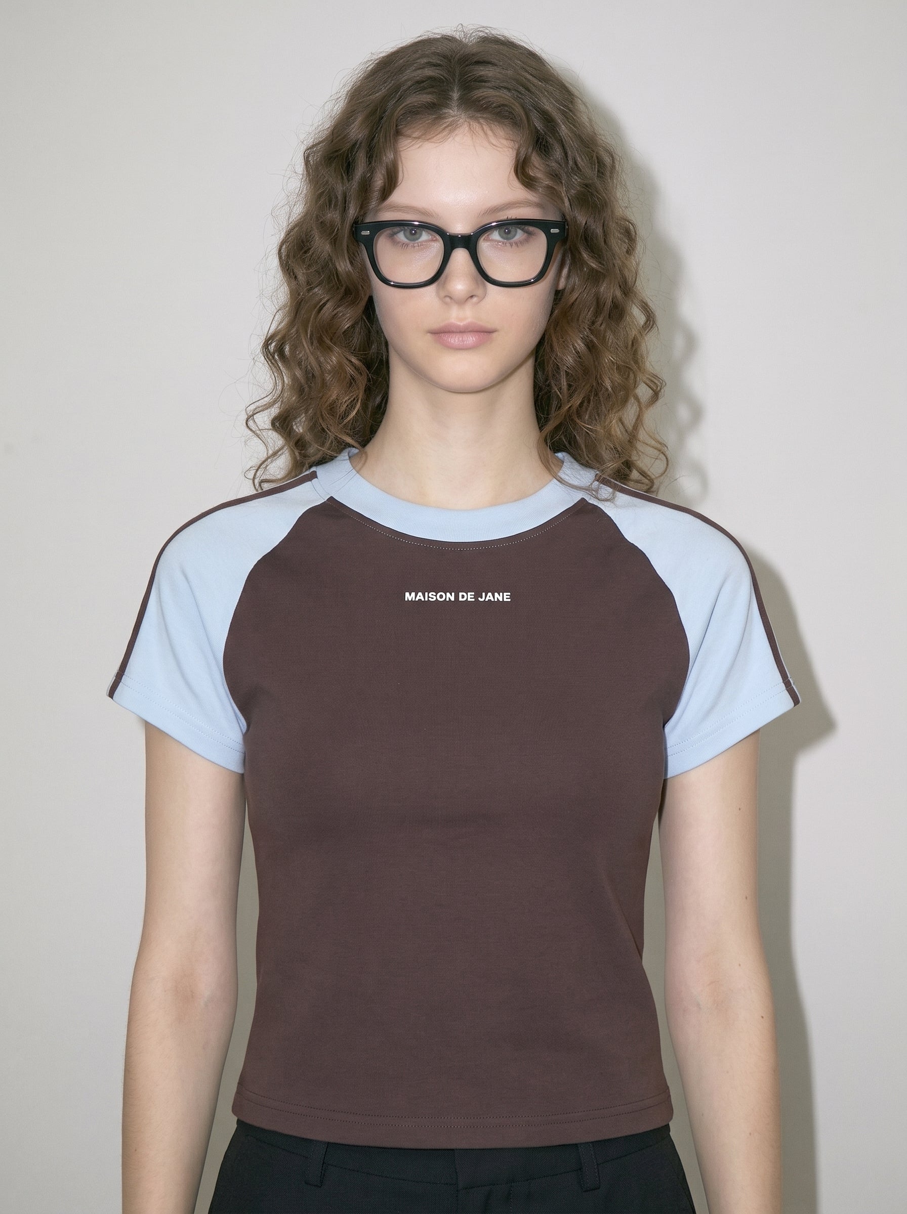 Contrast Stripes Bodycon Raglan  Sleeve T-Shirt