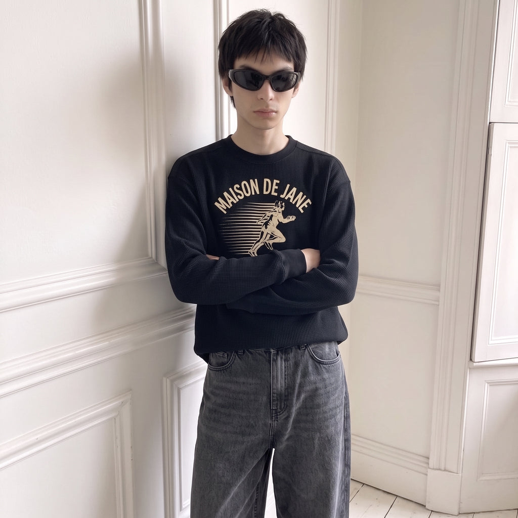 Vintage Waffle Knit - Black